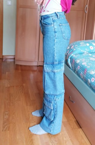 Pantalón vaquero cargo XXS mujer