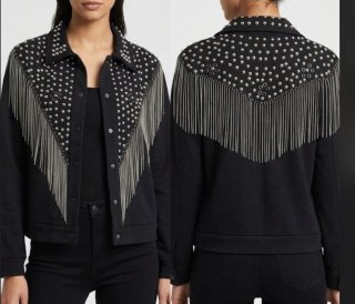 Chaqueta vaquera con flecos y tachuelas