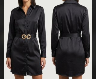 Vestido camisero negro con cinturón