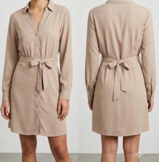 Vestido beige manga larga