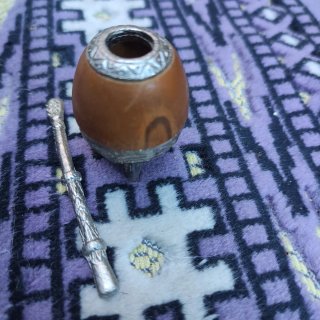 Miniatura de Mate de Calabaza y Metal de años 80