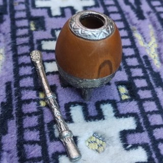 Miniatura de Mate de Calabaza y Metal de años 80