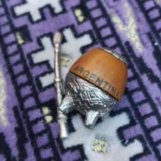 Miniatura de Mate de Calabaza y Metal de años 80