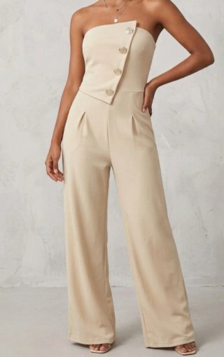 Mono beige elegante botones dorados