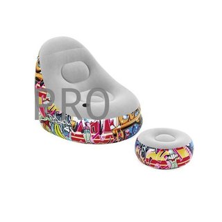 Bestway-sofá cama inflable con Graffiti 75076, sillón reclinable moderno con taburete de pie