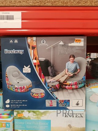 Bestway-sofá cama inflable con Graffiti 75076, sillón reclinable moderno con taburete de pie