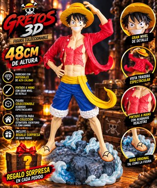 Luffy One Piece 48CM XL Pintado a Mano
