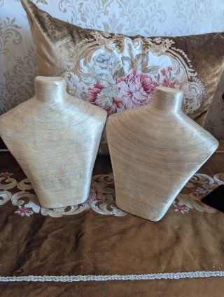 2 Soportes Exhibición Joyas Busto Beige Dorado