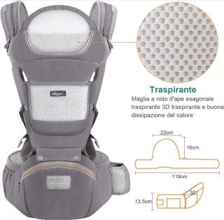 Mochila Portabebés Ergonómica Gris
