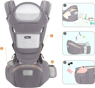 Mochila Portabebés Ergonómica Gris
