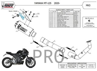 Tubo completo Yamaha mt 125 r 125 mivv