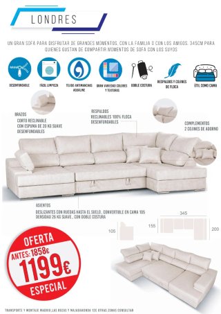 Sofá Chaise Longue con Arcón y Cama
