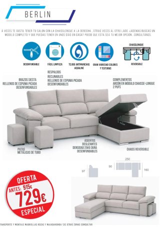 Sofá Chaise Longue con Arcón y Cama