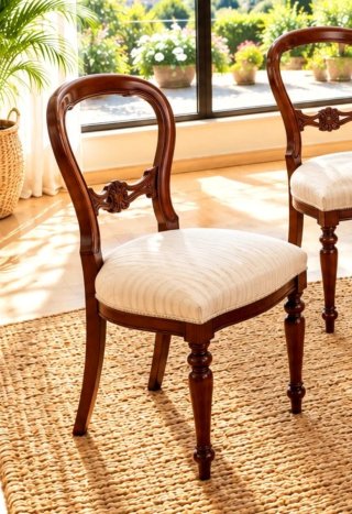 Mesa de comedor extensible + 4 sillas de caoba