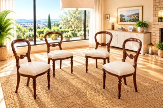 Mesa de comedor extensible + 4 sillas de caoba
