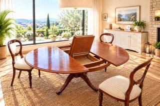 Mesa de comedor extensible + 4 sillas de caoba
