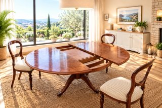Mesa de comedor extensible + 4 sillas de caoba