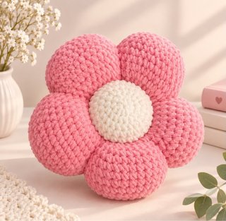Almohada Flor Rosa y Blanca