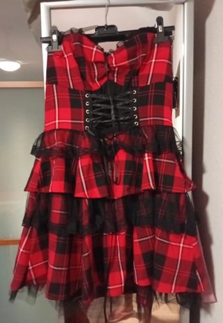 Vestido Gótico Tartán Rojo y Negro