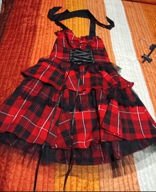 Vestido Gótico Tartán Rojo y Negro