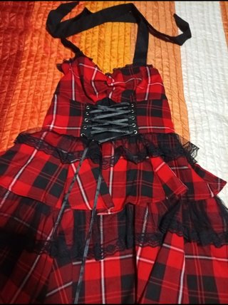Vestido Gótico Tartán Rojo y Negro