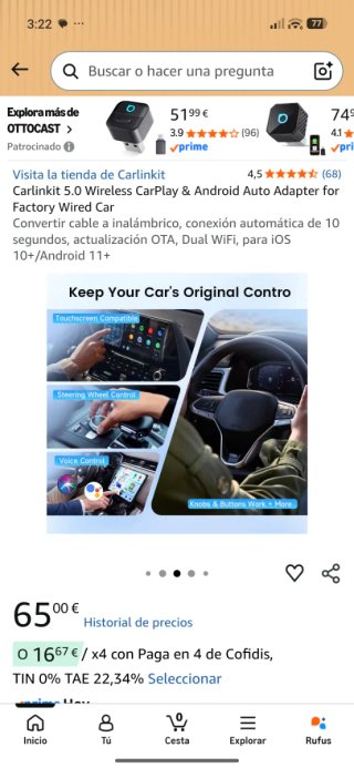 Adaptador Carlinkit 5.0 Wireless CarPlay/Android