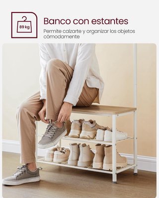 Perchero Zapatero Vasagle Roble y Blanco