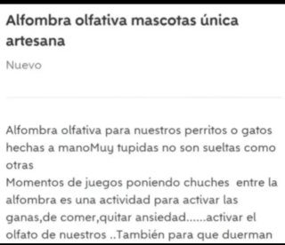 Alfombra olfativa para mascotas artesana