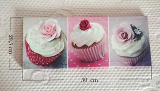 Lienzo Decorativo Cupcakes Rosas