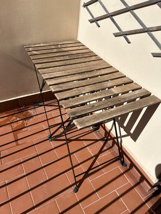 2 Mesas plegable de madera y metal