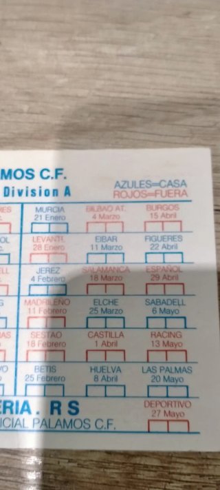 Calendario Palamos C.F. Temporada 89/90