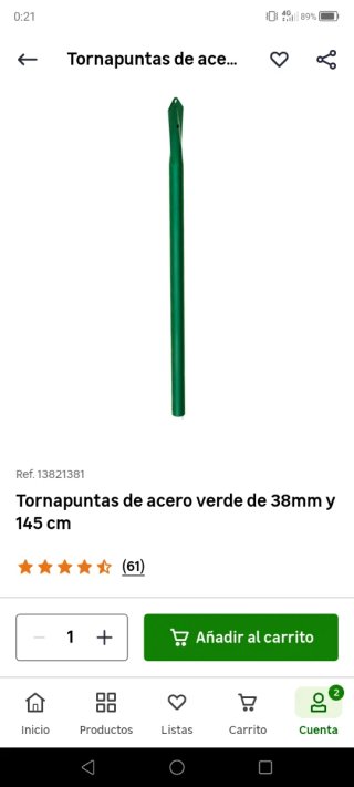 Tornapuntas de acero verde 38mm x 145cm