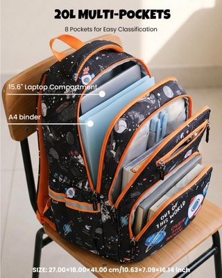 AMYTHE Mochila 3P Niño 8‑15A Impermeable Cósmica