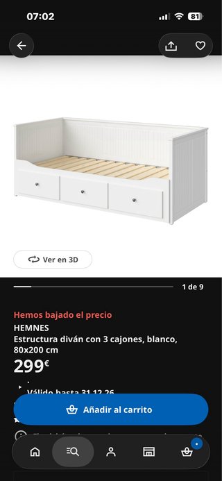 Estructura Diván HEMNES IKEA 80x200cm