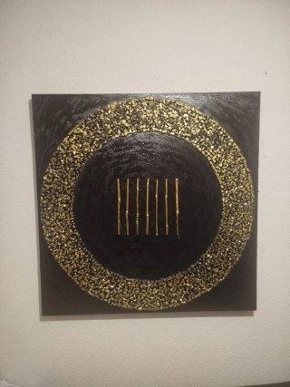 Cuadro Decorativo Contemporáneo Negro y Dorado