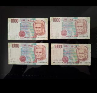Lotto 4 Banconote 1000 Lire Maria Montessori