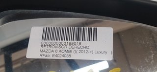 RETROVISOR DERECHO MAZDA 6 KOMBI ()(.2012->) Luxury