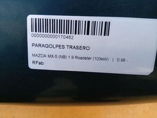 PARAGOLPES TRASERO MAZDA MX-5 (NB) 1.9 Roadster (103kW)