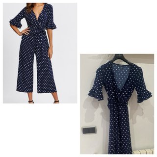 Shein Mono Pantalón Azul con Lunares S