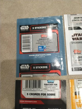 Lote 4 paquetes cromos Star Wars sin abrir