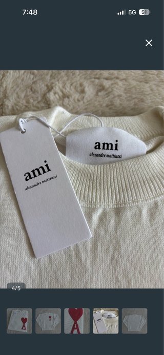 Jersey Ami Paris Blanco con Corazón Rojo