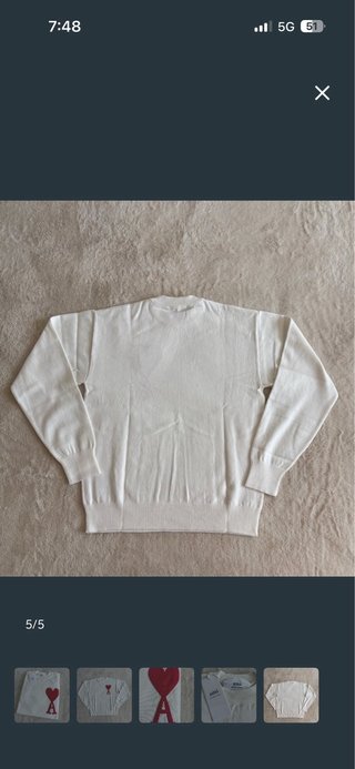 Jersey Ami Paris Blanco con Corazón Rojo