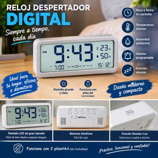 Reloj Despertador Digital Blanco
