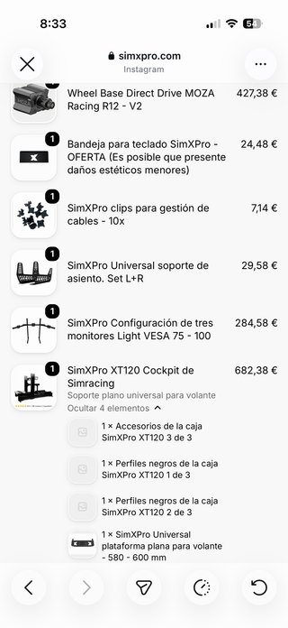 Simulador de carreras completo Moza