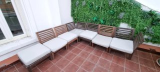 Sofá de Exterior Modular de Madera.  Incluye todo
