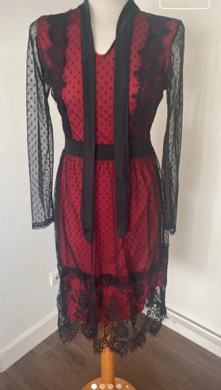 Vestido Vintage Negro y Rojo