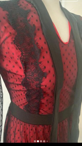 Vestido Vintage Negro y Rojo