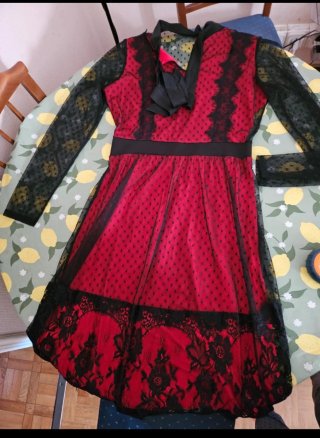 Vestido Vintage Negro y Rojo