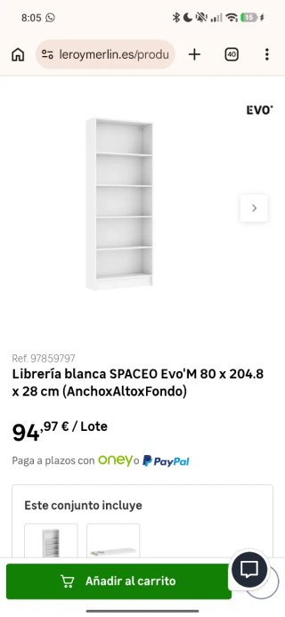 2 estanterías Spaceo Evo'M Blanca