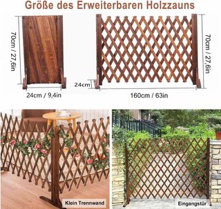 uyoyous Enrejado de madera extensible hasta 160 cm